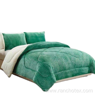 Polyester Sherpa Fleece Bedspread Super Soft Quilt Set